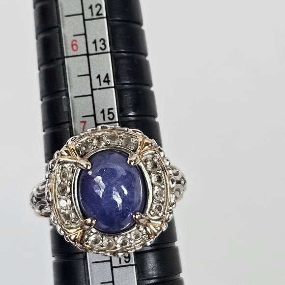 Genuine Iolite & Topaz Victoria Wieck Ring In 18k over Sterling Silver Sz 8 - Picture 7 of 7